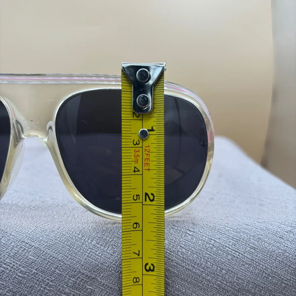 Vintage Aviator Sunglasses Women OS Clear Pink 80s Retro-Futuristic